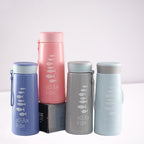 Ocean Fish Print Glass Water Bottle – Cute Portable Drinking Bottle with Strap for School, Office & Travel