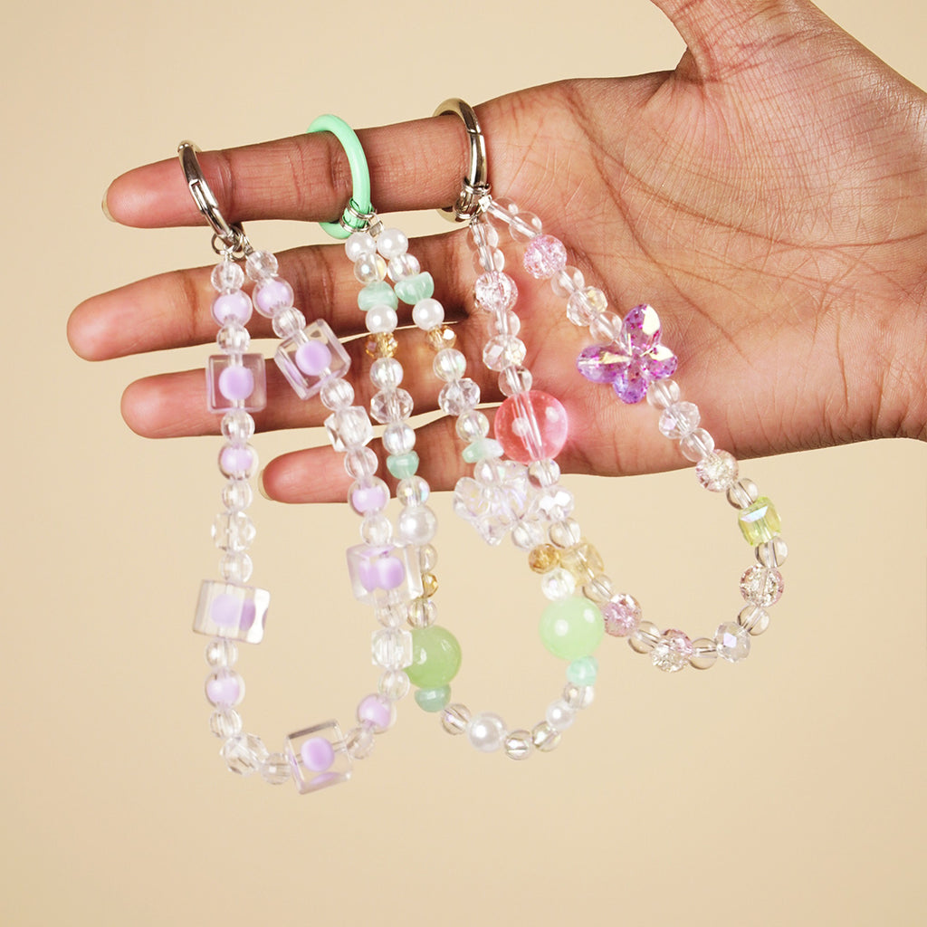 Cute Aesthetic Pearl & Crystal Key Ring