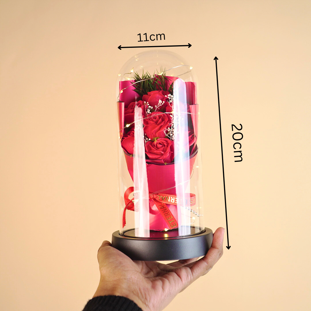 Forever Rose in Glass Dome Lamp