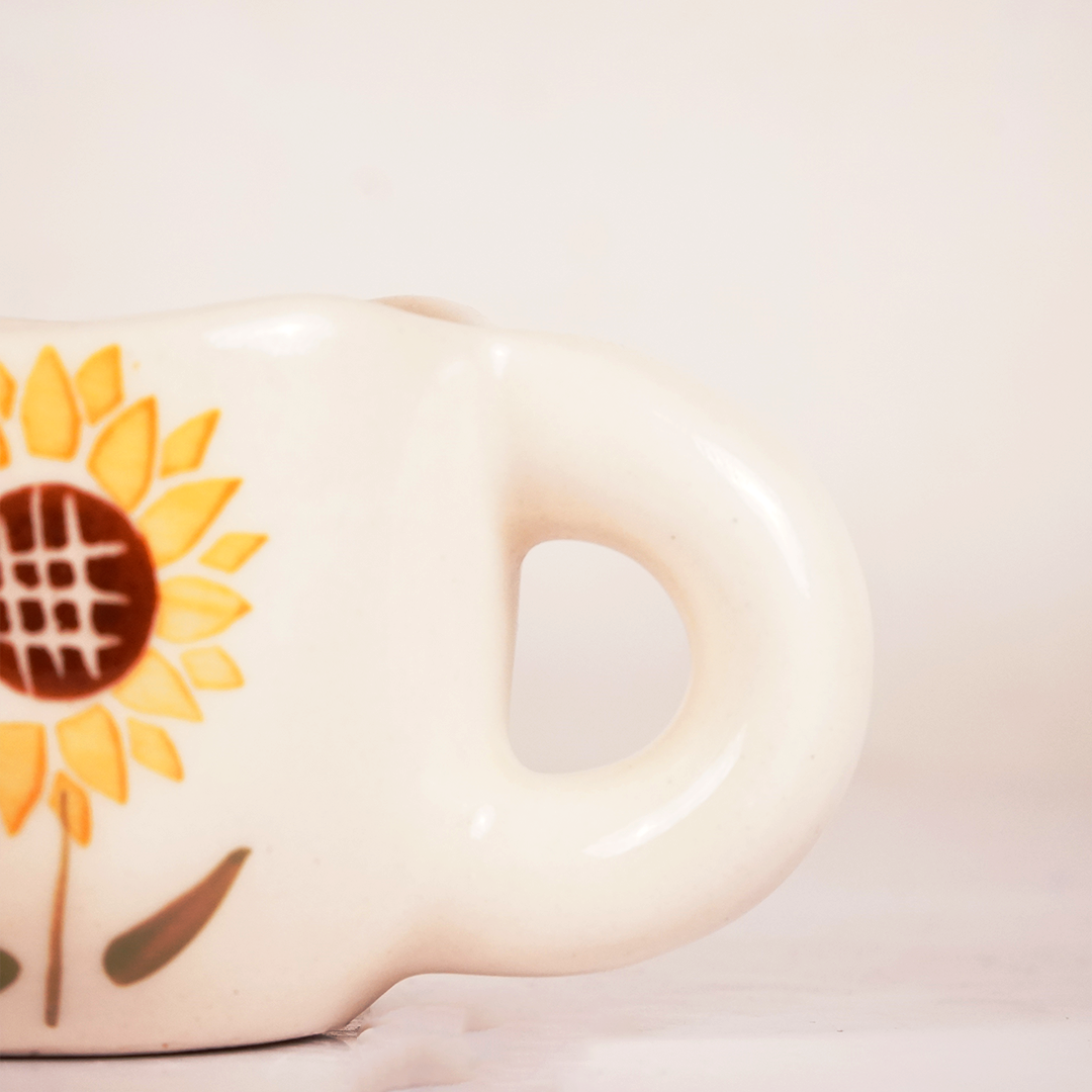 White Ceramic Sunflower Mug – Cute Aesthetic Coffee Cup with Hand-Painted Floral Design
