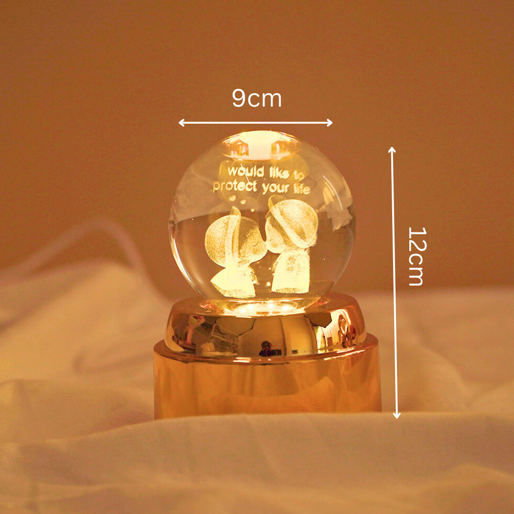 Rotating Crystal Ball LED Night Lamp with Warm Glow ( random design )