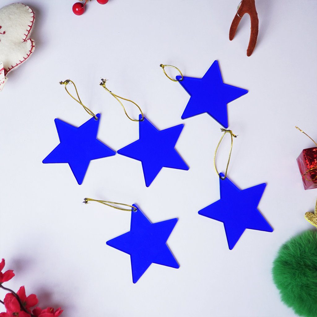 Blue Star designed Christmas Decoration Ornaments- Set of 2