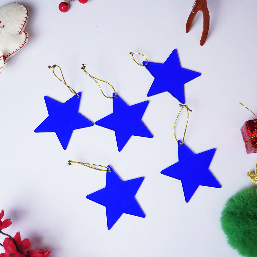 Blue Star designed Christmas Decoration Ornaments- Set of 2