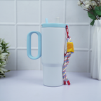 800ml Insulated Travel Tumbler with Handle, Straw & Carry Strap | Stainless Steel Reusable Drinking Cup