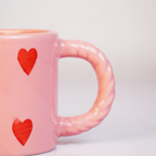Blush Pink Heart Ceramic Mug | Cute Handcrafted Coffee & Tea Cup