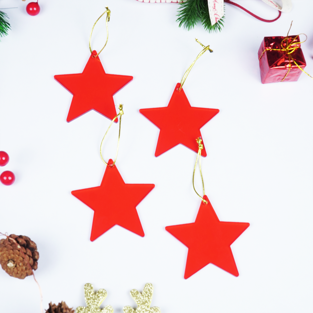 Red Star designed Christmas Decoration Ornaments- Set of 2