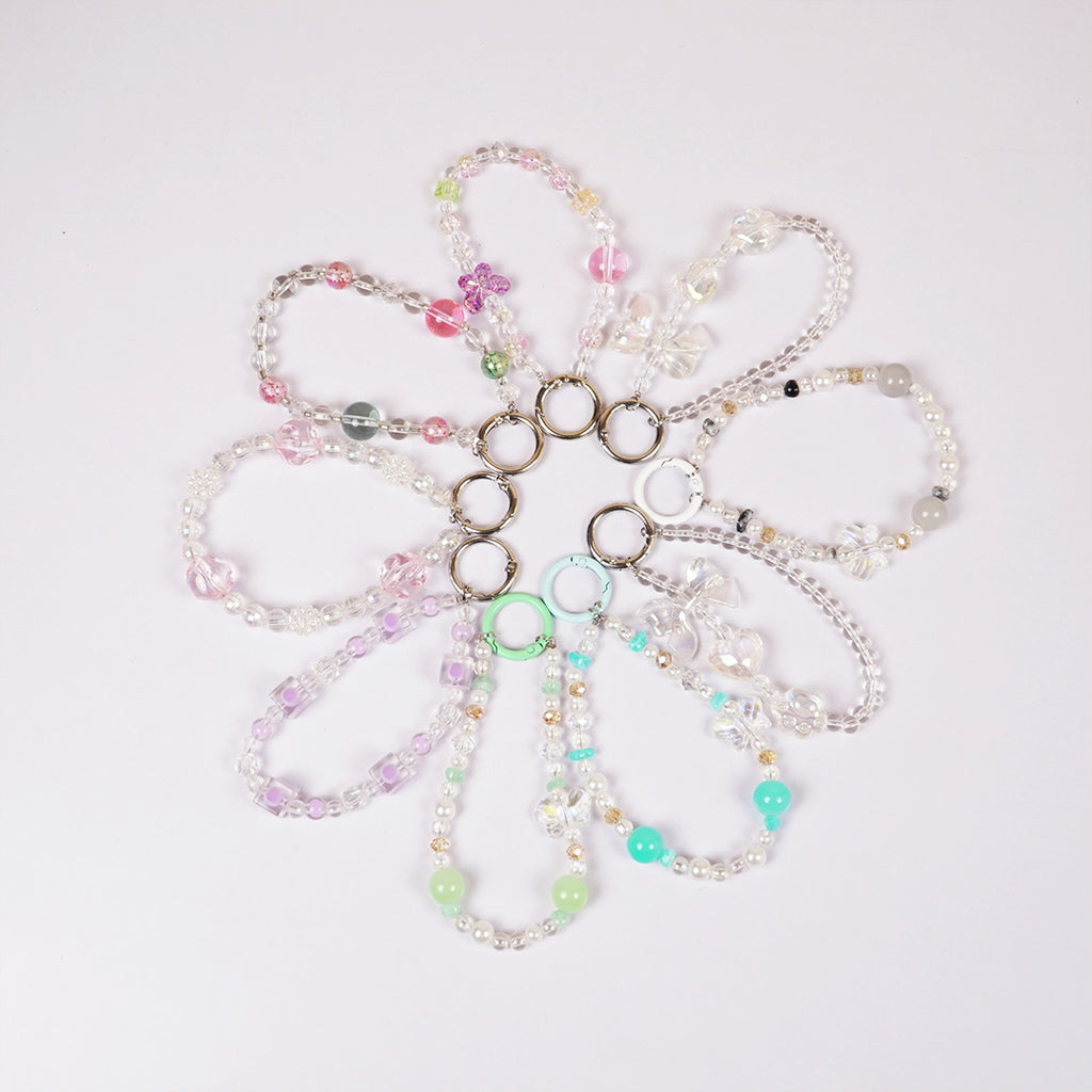 Cute Aesthetic Pearl & Crystal Key Ring