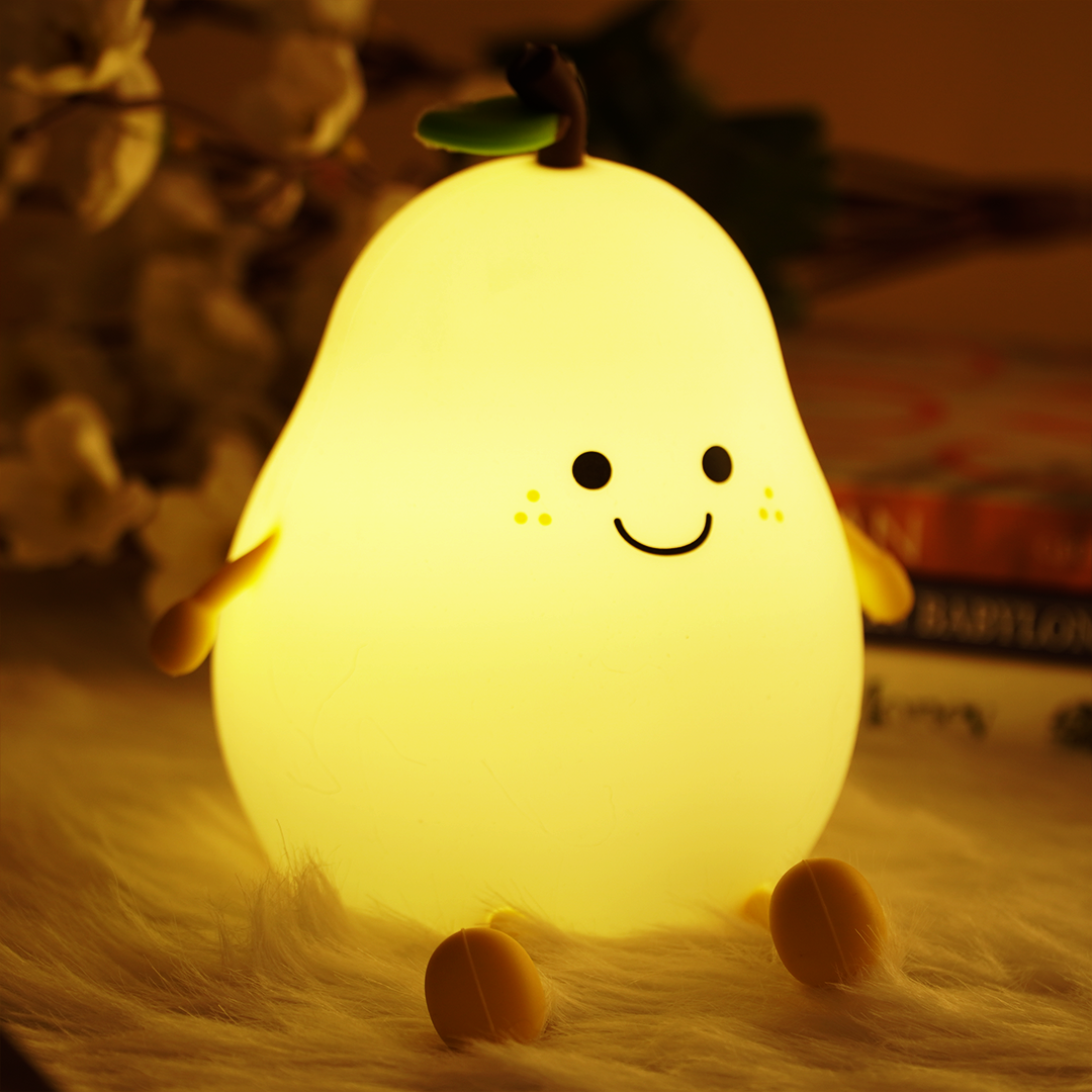 Cute Pear Night Light | Soft LED Decorative Lamp for Bedroom, Kids Room & Desk Décor