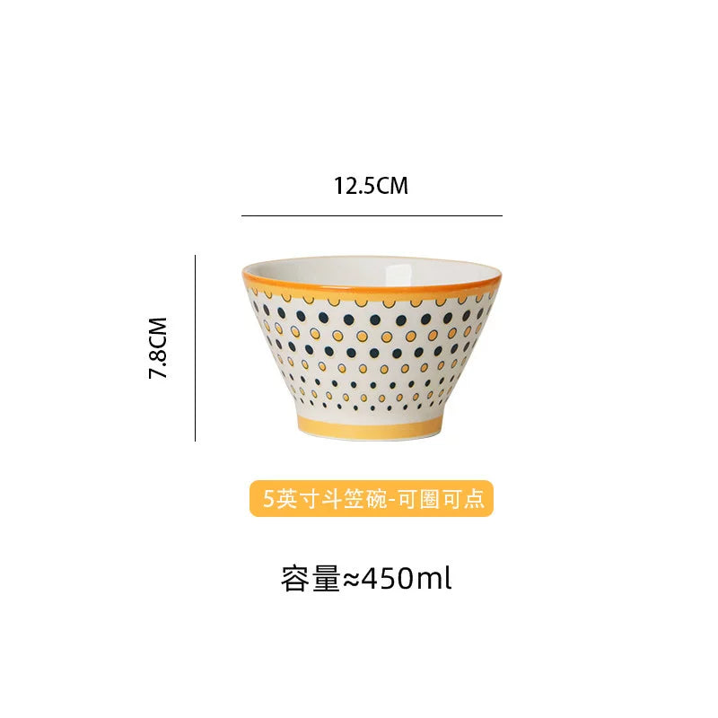 Golden Rim Harmony Bowls – Set of 6 | Elegant Ceramic Serving Bowls