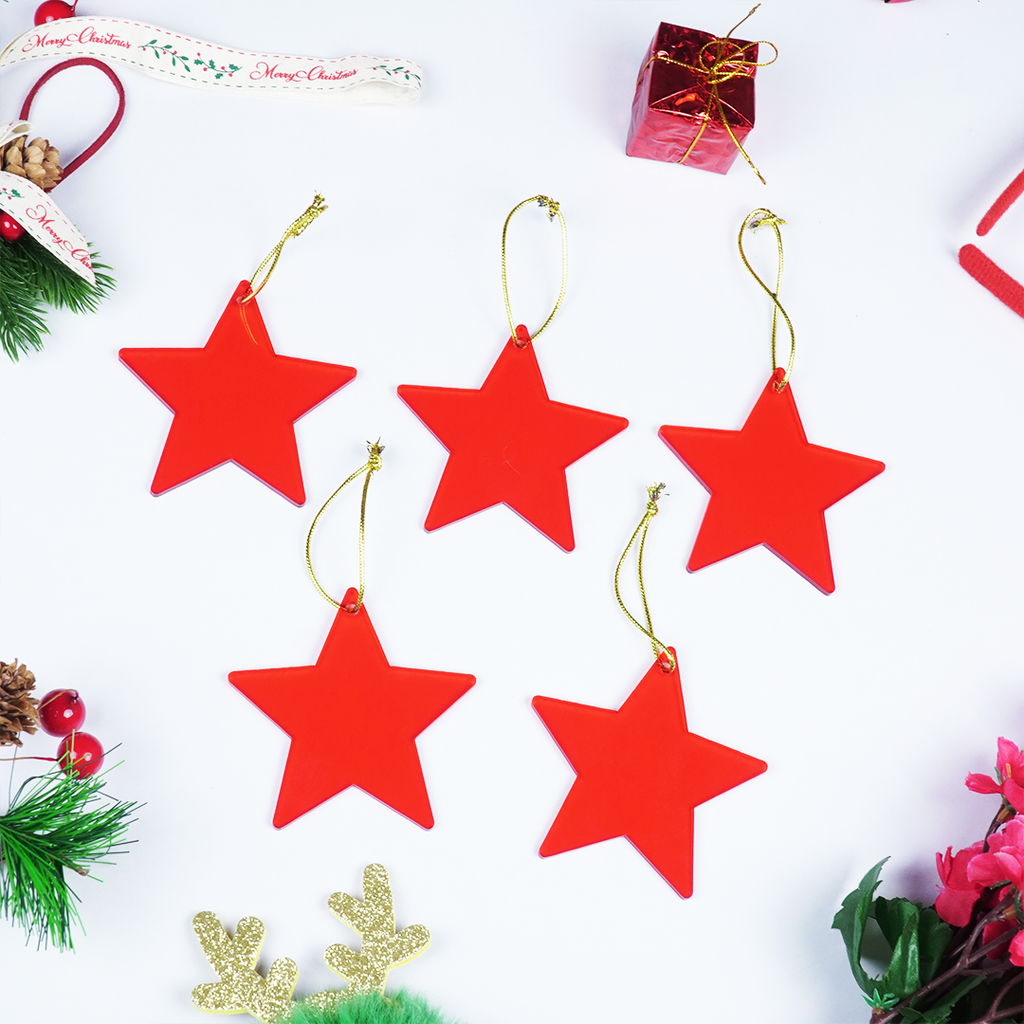 Red Star designed Christmas Decoration Ornaments- Set of 2