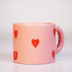 Blush Pink Heart Ceramic Mug | Cute Handcrafted Coffee & Tea Cup