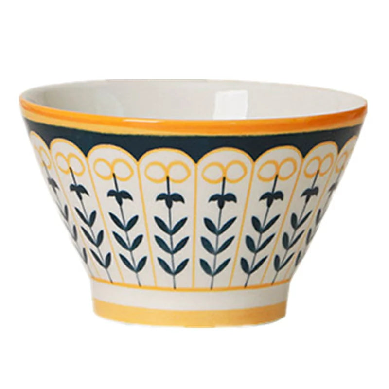 Golden Rim Harmony Bowls – Set of 6 | Elegant Ceramic Serving Bowls
