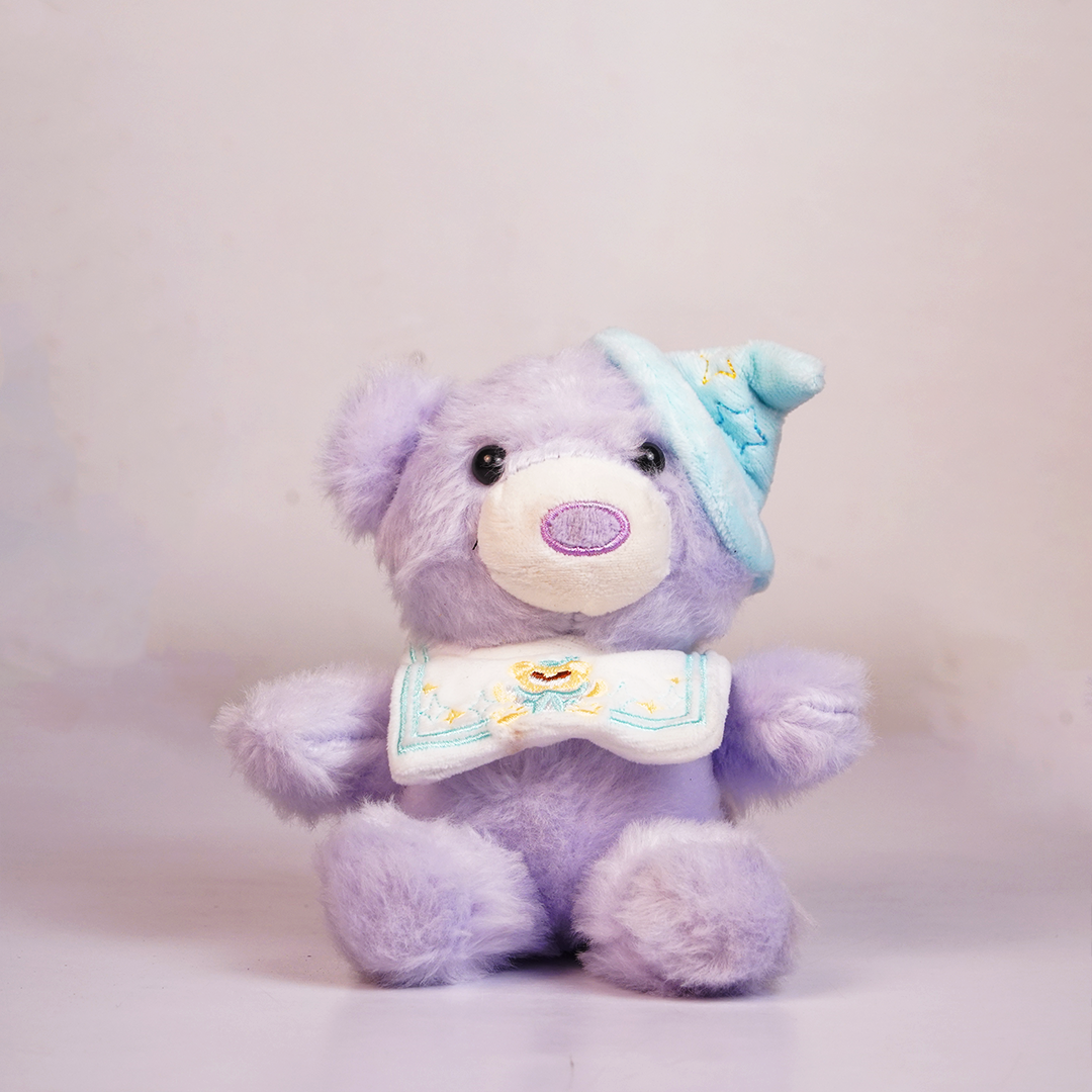 Cute Pink Teddy Bear Plush Toy with Blue Wizard Hat(Random Color)