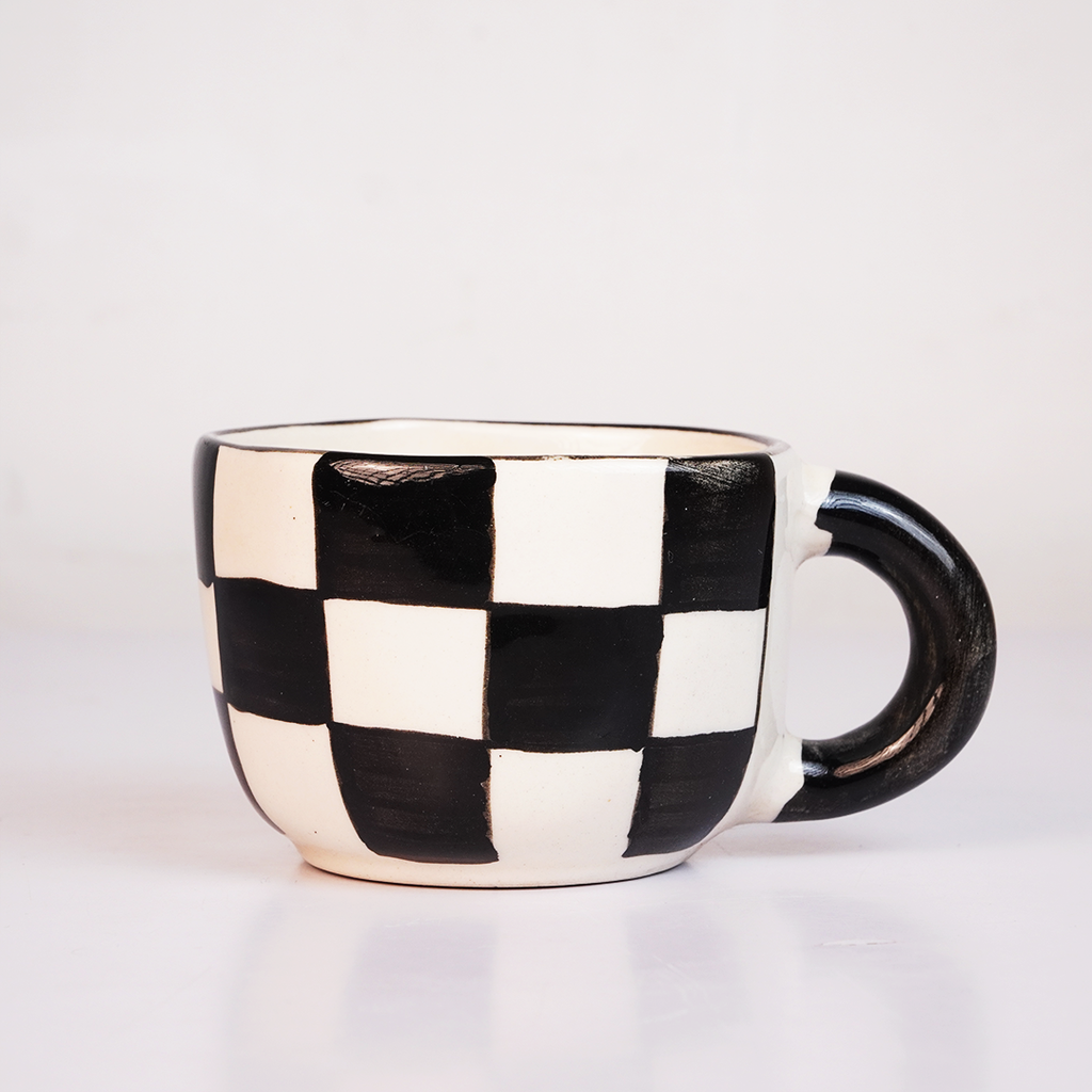 Black & White Checkerboard Ceramic Coffee Mug