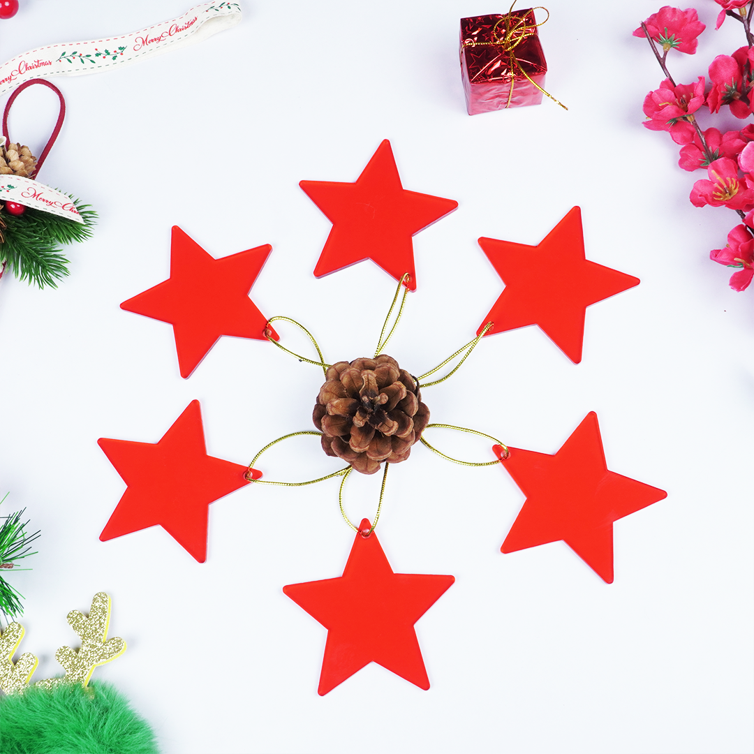 Red Star designed Christmas Decoration Ornaments- Set of 2