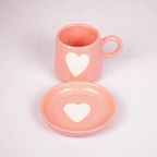 Pink Ceramic Heart Mug – Cute White Heart Print Coffee & Tea Cup