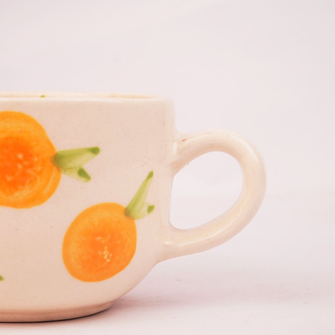 Orange Fruit Print Ceramic Mug – Cute Aesthetic Coffee Cup for Tea, Coffee & Home