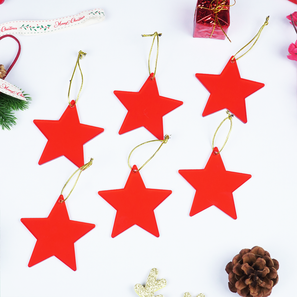Red Star designed Christmas Decoration Ornaments- Set of 2