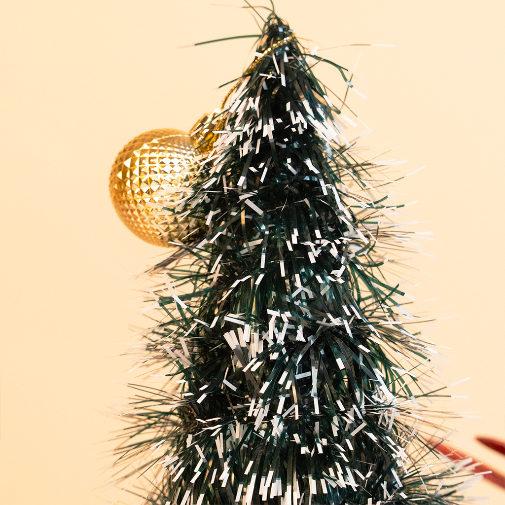 Mini Snowy Tinsel Christmas Tree