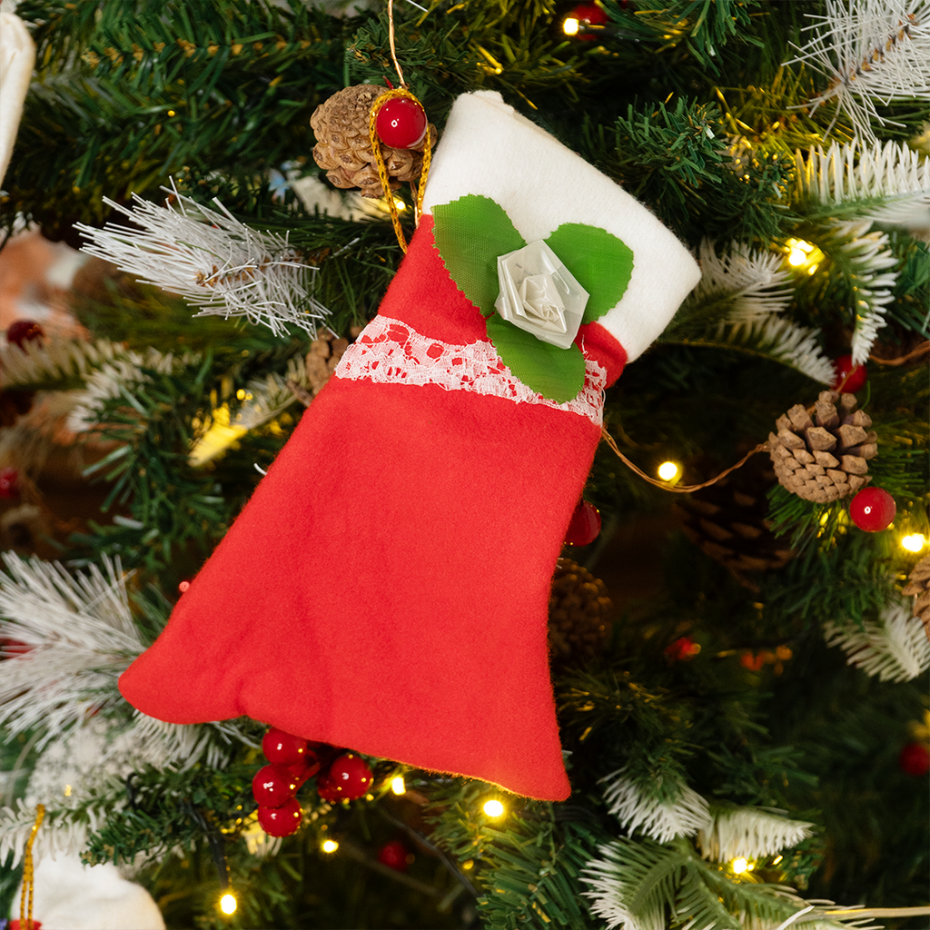 Set-4 Decorative Hanging Socks with Floral Design