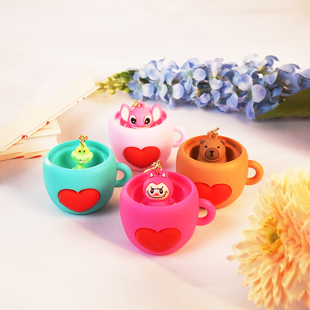 Cute Coffee Cup Keychain | Mini Cartoon Charm