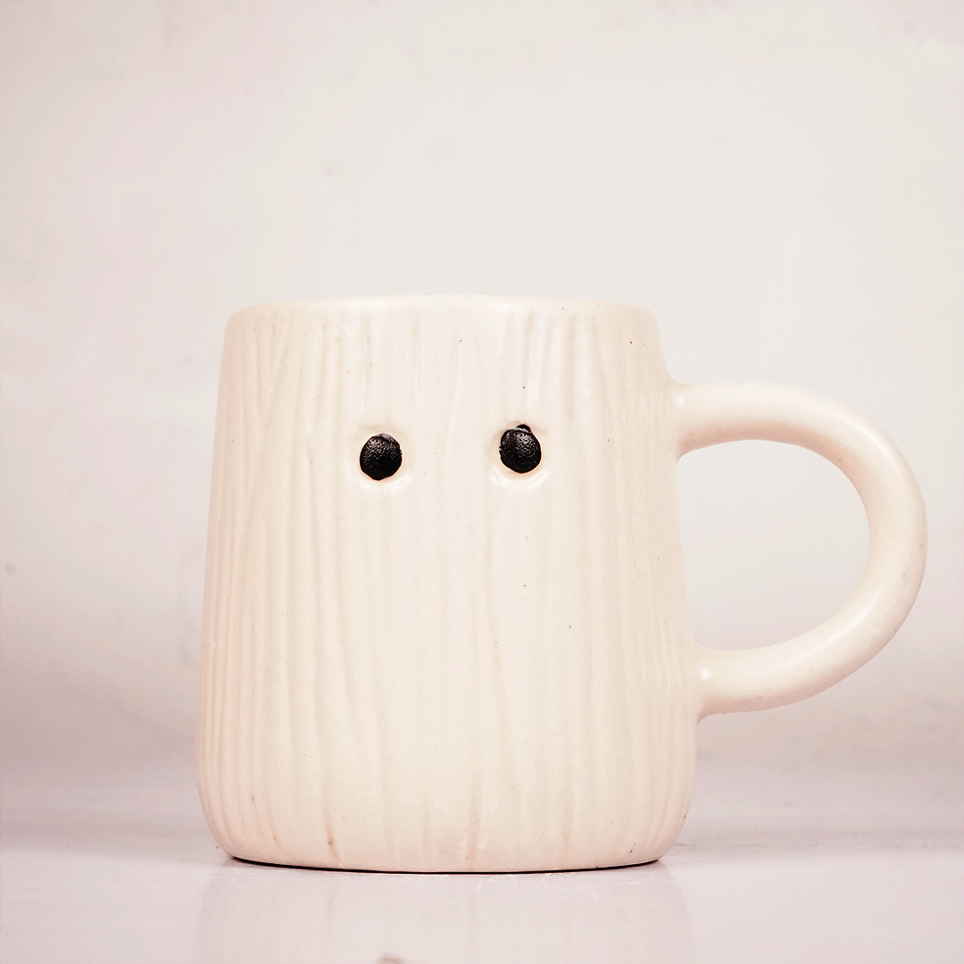 White Ribbed Ceramic Mug – Minimalist Textured Coffee & Tea Cup