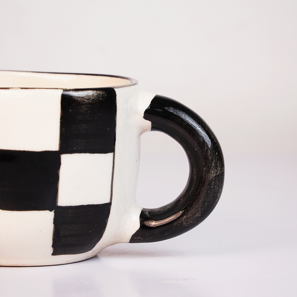 Black & White Checkerboard Ceramic Coffee Mug