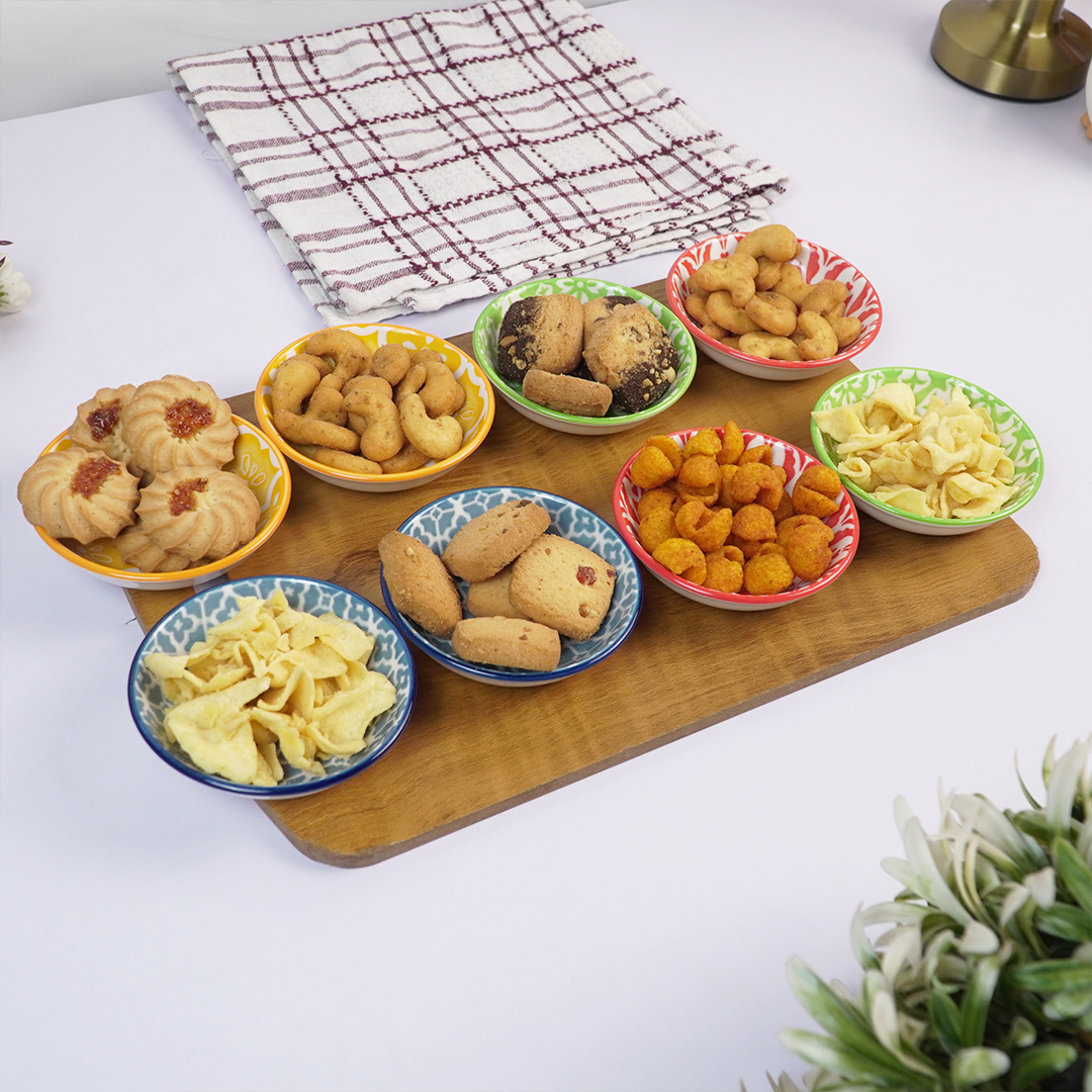 Set-8 Colorful Printed Ceramic Bowls Set | Multicolor Snack, Dip & Dessert Bowls for Kitchen & Dining