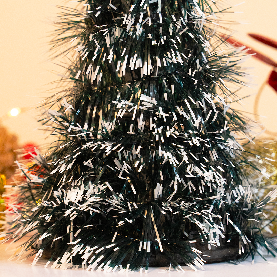 Mini Snowy Tinsel Christmas Tree