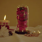 Forever Rose in Glass Dome Lamp