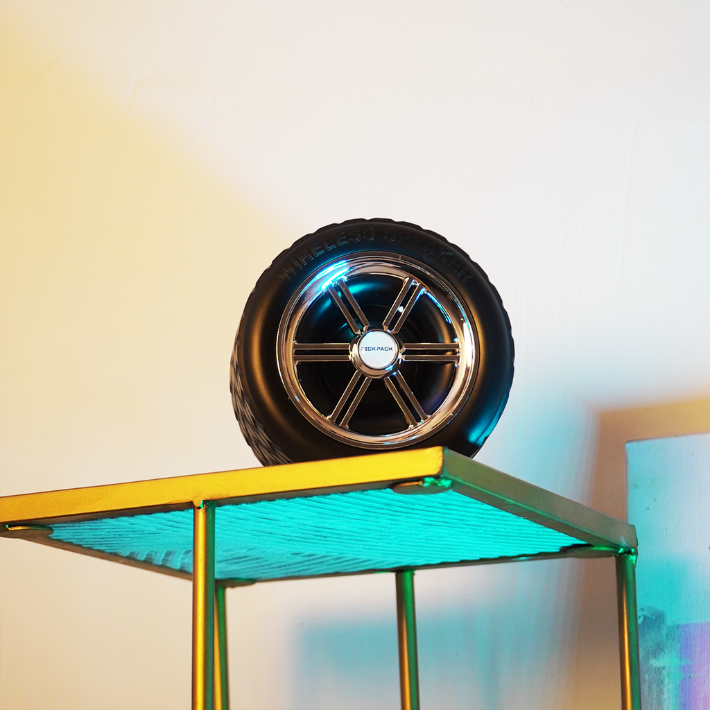 TurboWheel™ Wireless Bluetooth Speaker – Tire Design with Deep Bass & RGB Vibe Lights