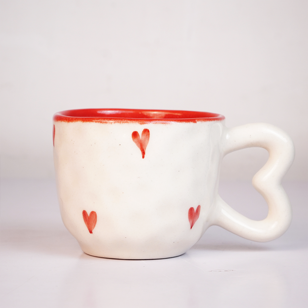 Cute Ceramic Coffee Mug with Heart Design