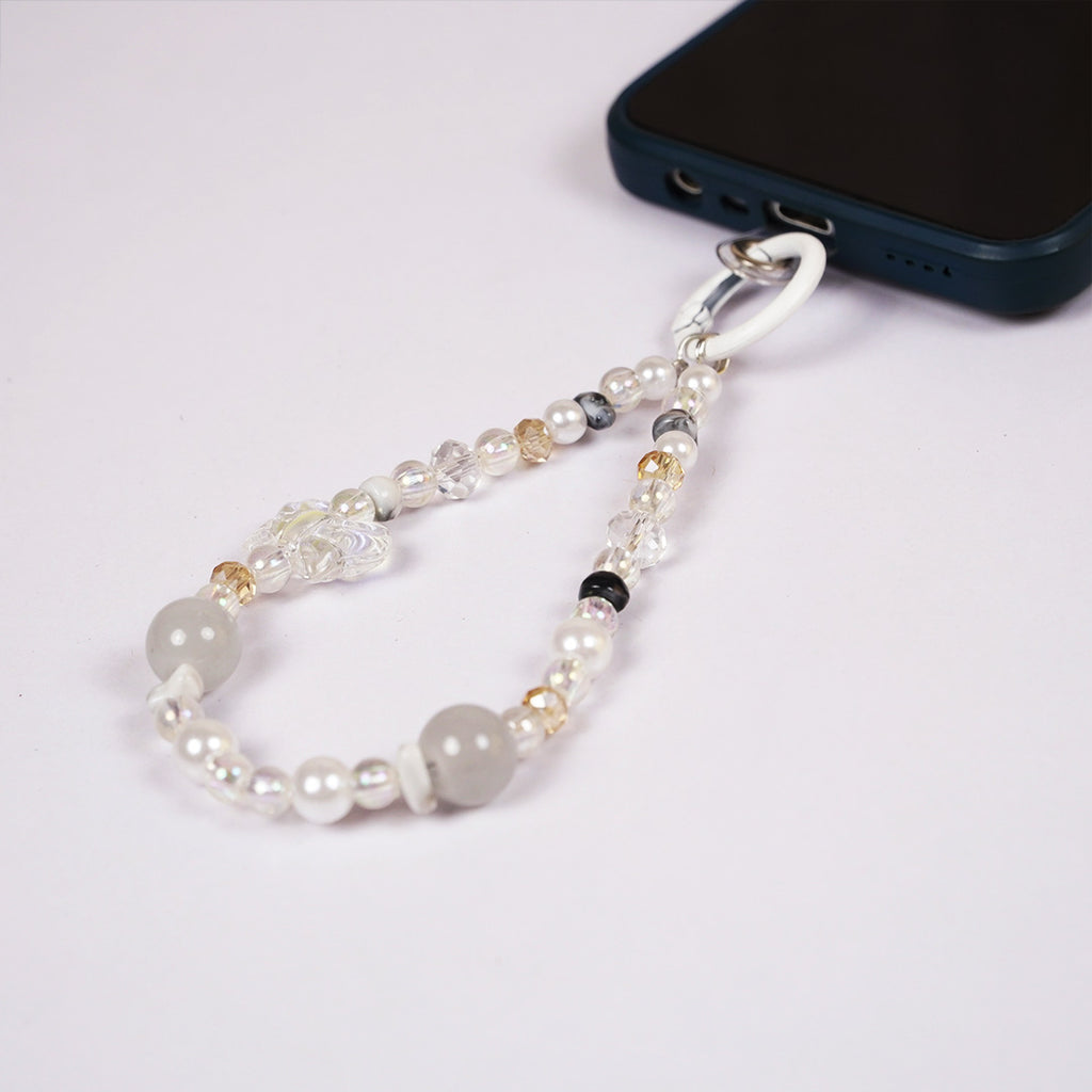 Cute Aesthetic Pearl & Crystal Key Ring