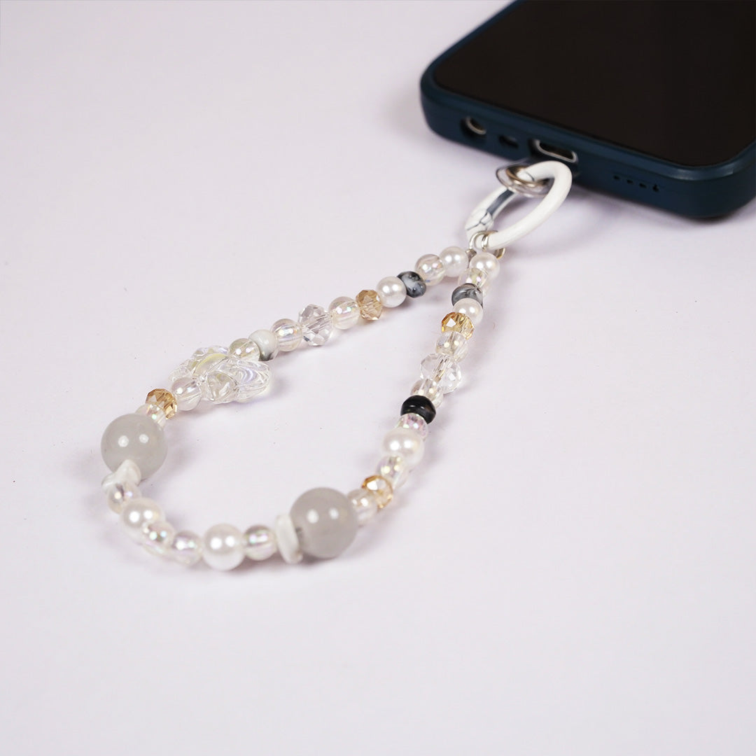 Cute Aesthetic Pearl & Crystal Key Ring