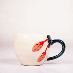 White Ceramic Strawberry Tea Cup & Saucer Set – Hand-Painted Fruit Design Coffee Cup
