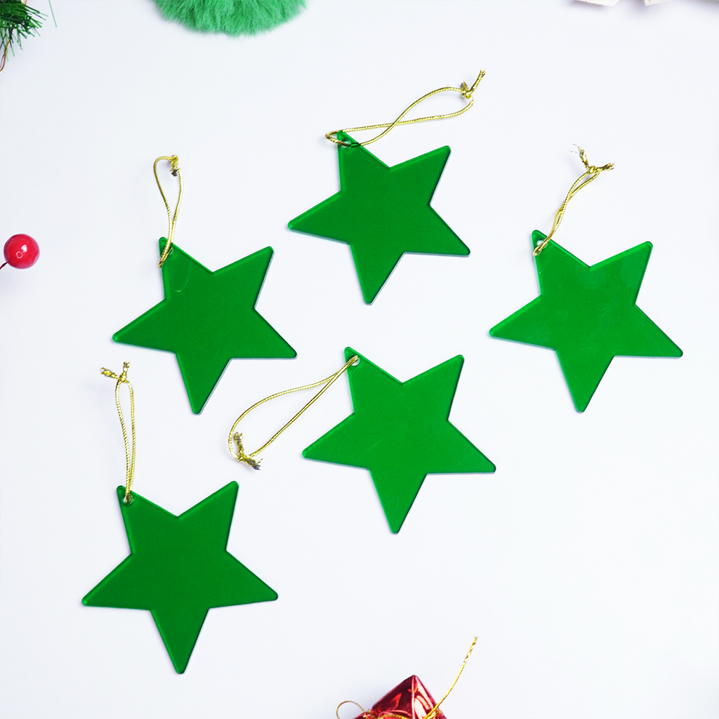 Green Star designed Christmas Decoration Ornaments- Set of 2