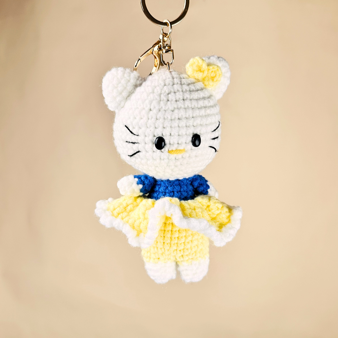 Handcrafted Crochet Kitty Keychain(Random Color)