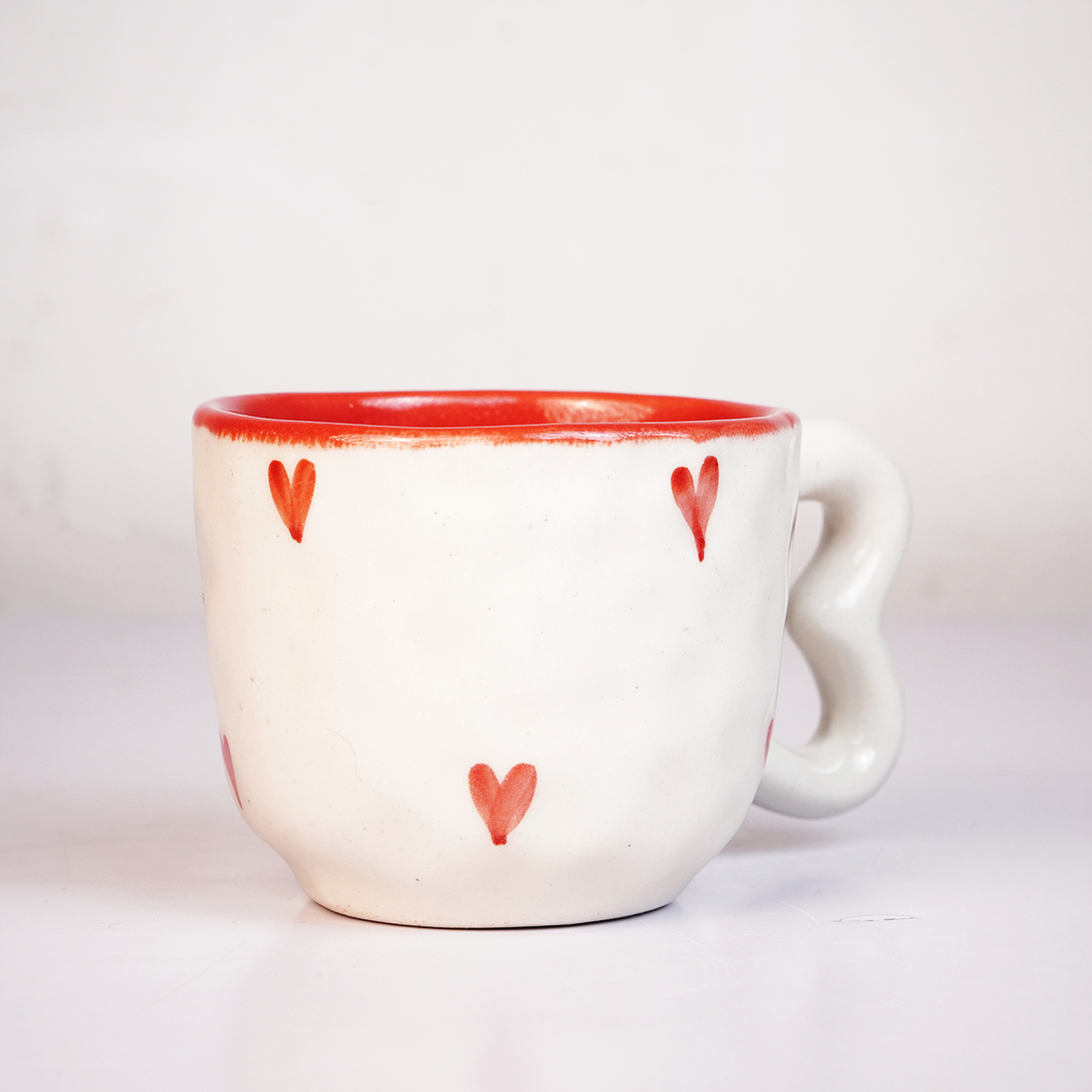 Cute Ceramic Coffee Mug with Heart Design