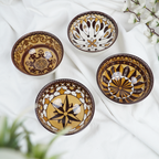 Handcrafted Printed Ceramic Serving Bowls Set | Designer Snack, Dip & Dessert Bowls for Kitchen & Dining