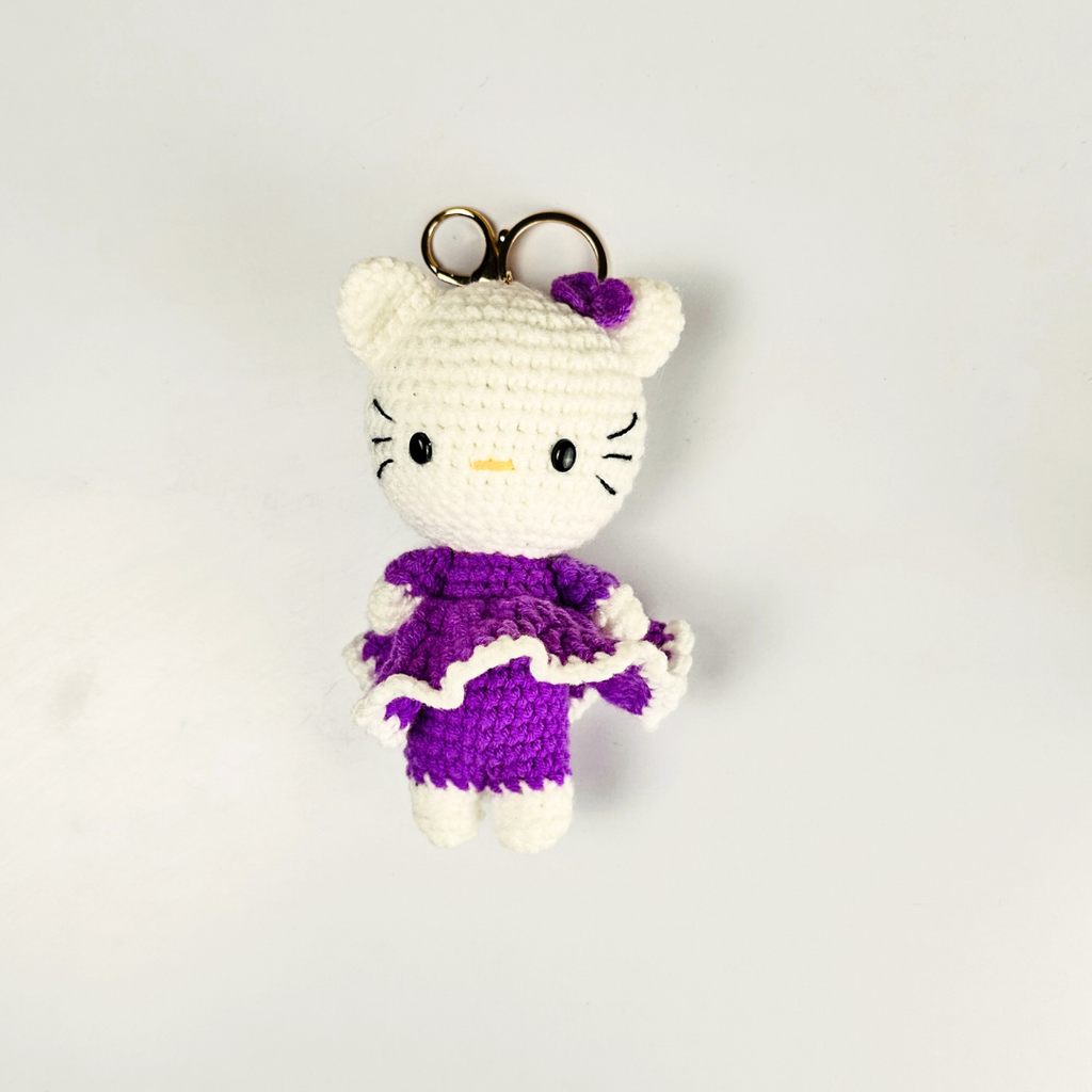 Handcrafted Crochet Kitty Keychain(Random Color)