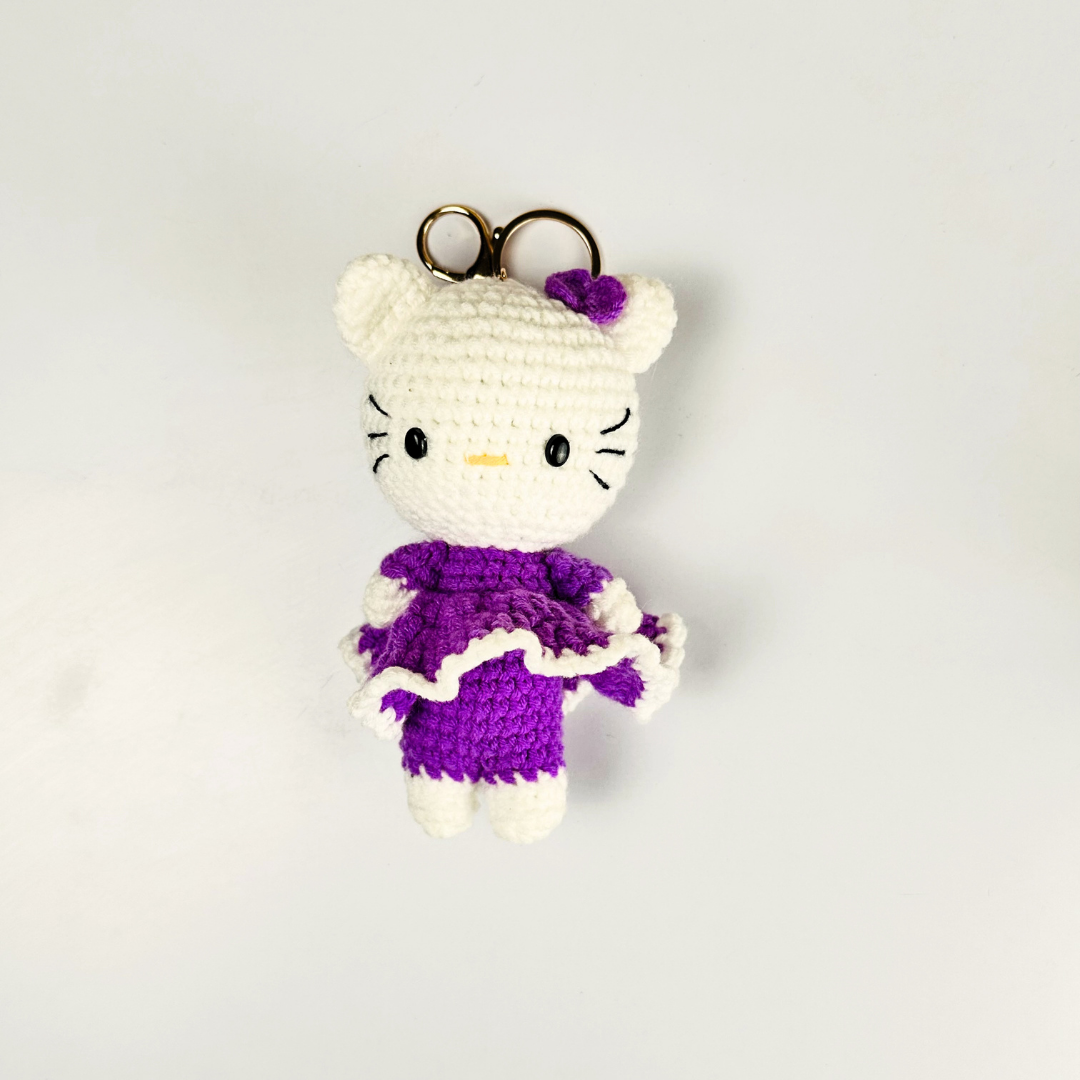 Handcrafted Crochet Kitty Keychain(Random Color)