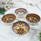 Handcrafted Printed Ceramic Serving Bowls Set | Designer Snack, Dip & Dessert Bowls for Kitchen & Dining