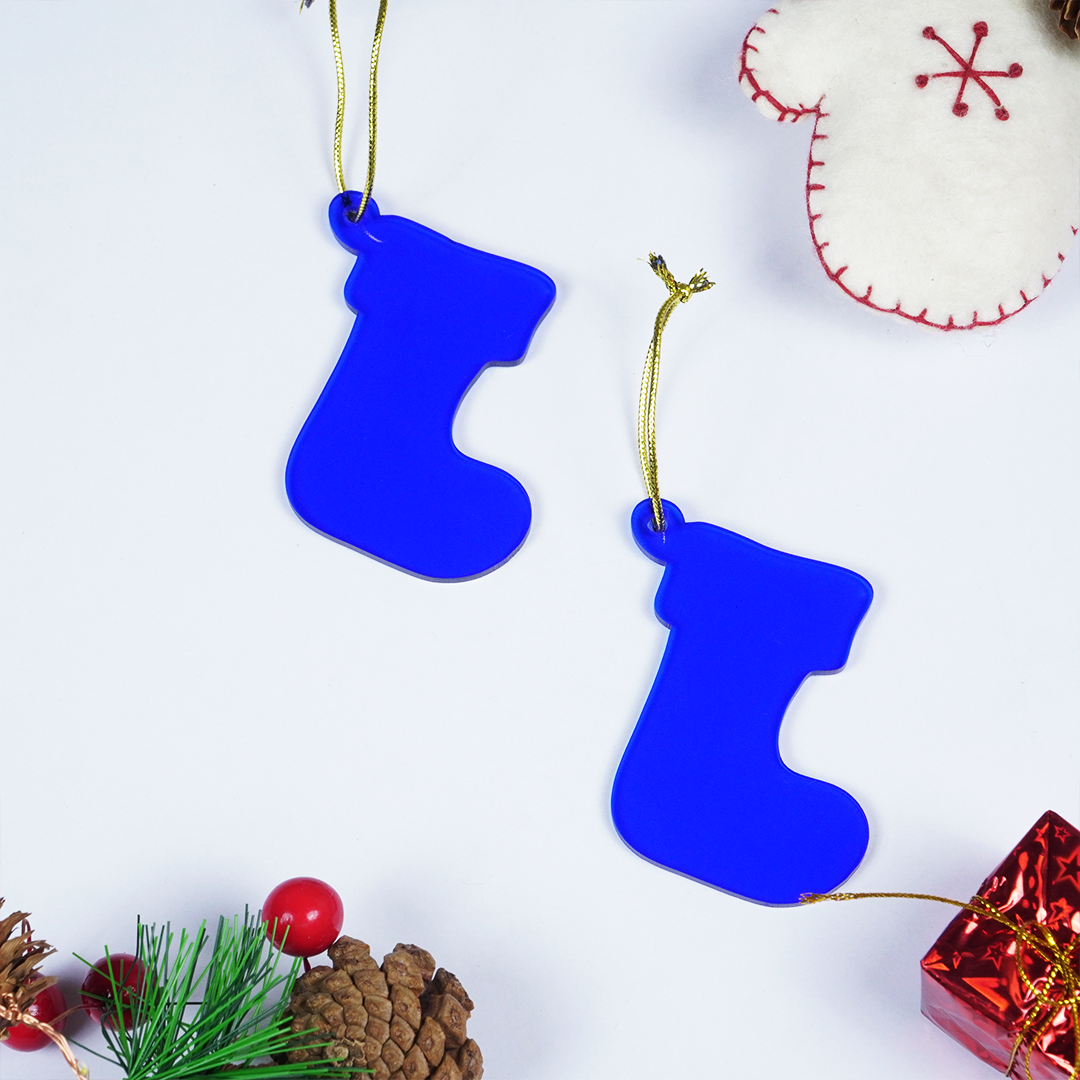 Blue Socks designed Christmas Decoration Ornaments- Set of 2