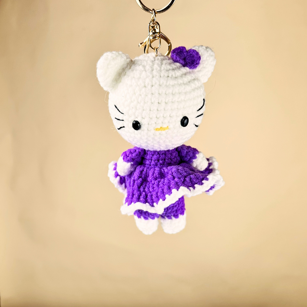 Handcrafted Crochet Kitty Keychain(Random Color)