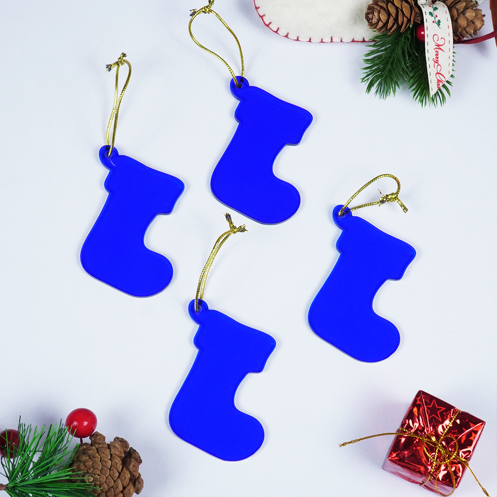 Blue Socks designed Christmas Decoration Ornaments- Set of 2