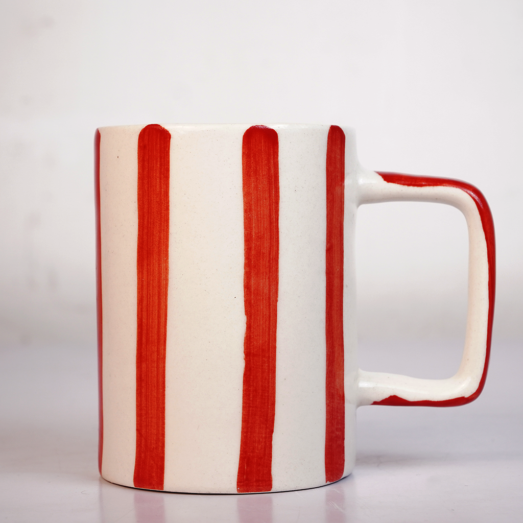 Ceramic Coffee Mug with Red Bow Design,