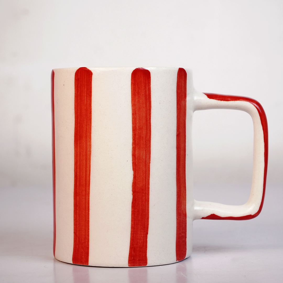 Ceramic Coffee Mug with Red Bow Design,