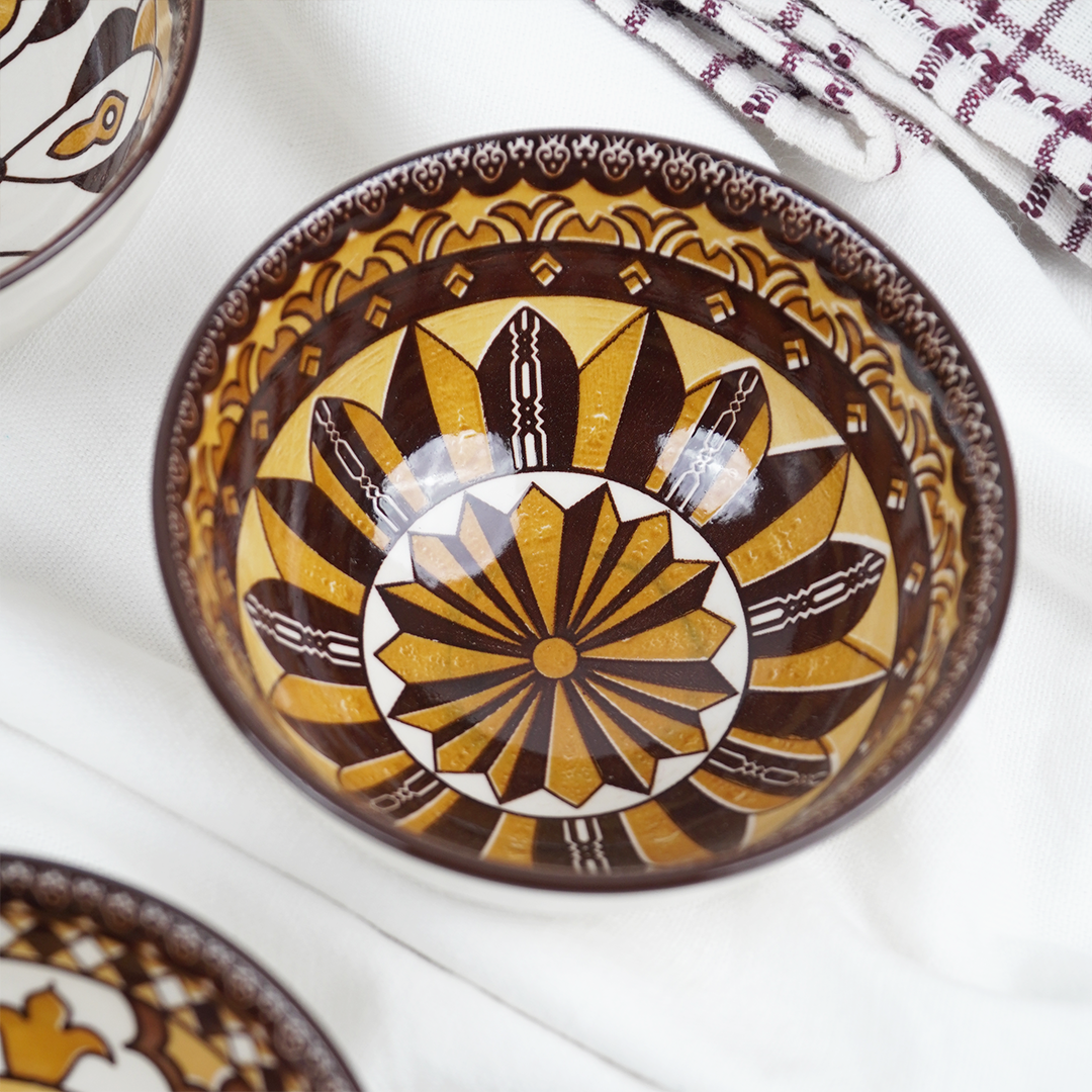 Handcrafted Printed Ceramic Serving Bowls Set | Designer Snack, Dip & Dessert Bowls for Kitchen & Dining