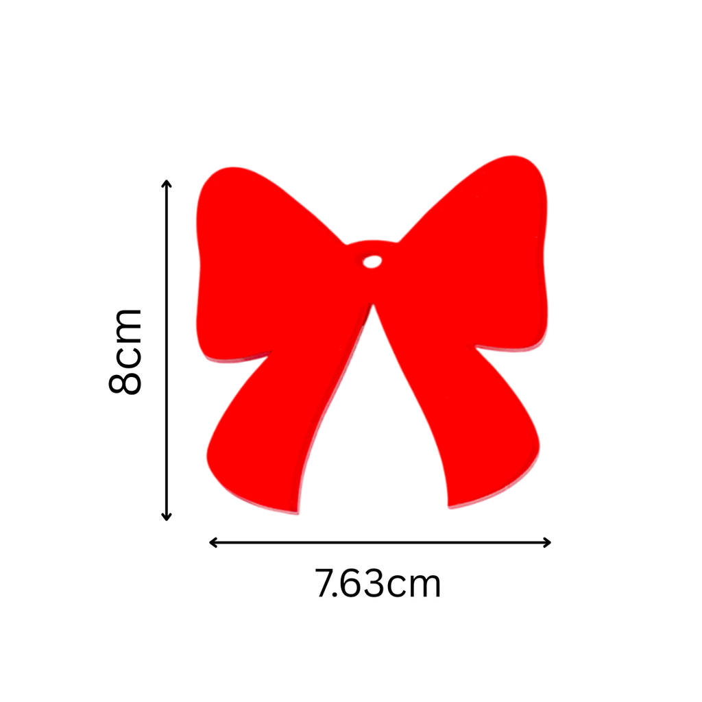 Red Bow designed Christmas Decoration Ornaments- Set of 2