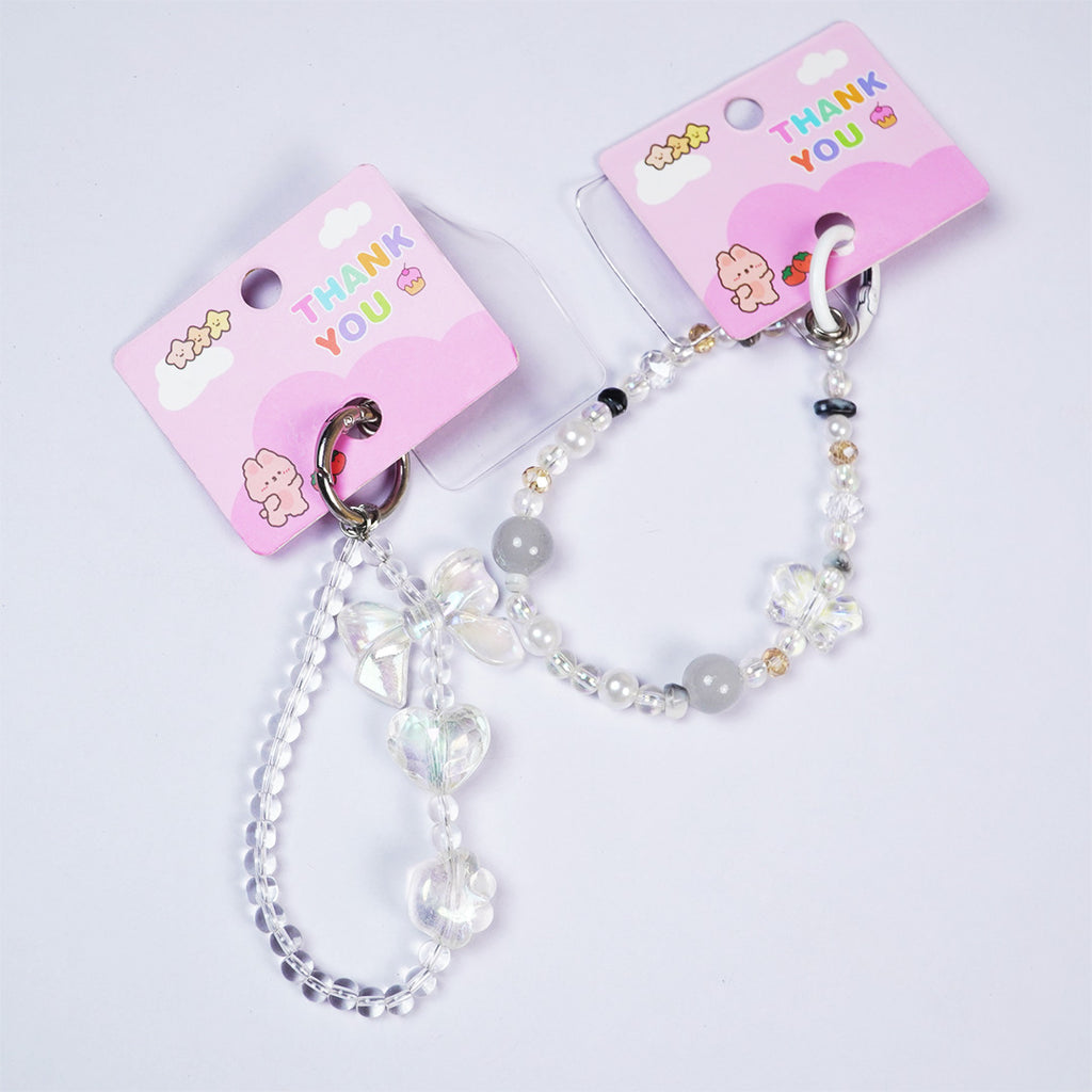 Cute Aesthetic Pearl & Crystal Key Ring
